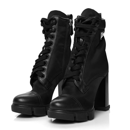 Prada Spazzolato Re-Nylon Metal Triangle Logo 110mm Ankle Boots 36 Black 3 of 7
