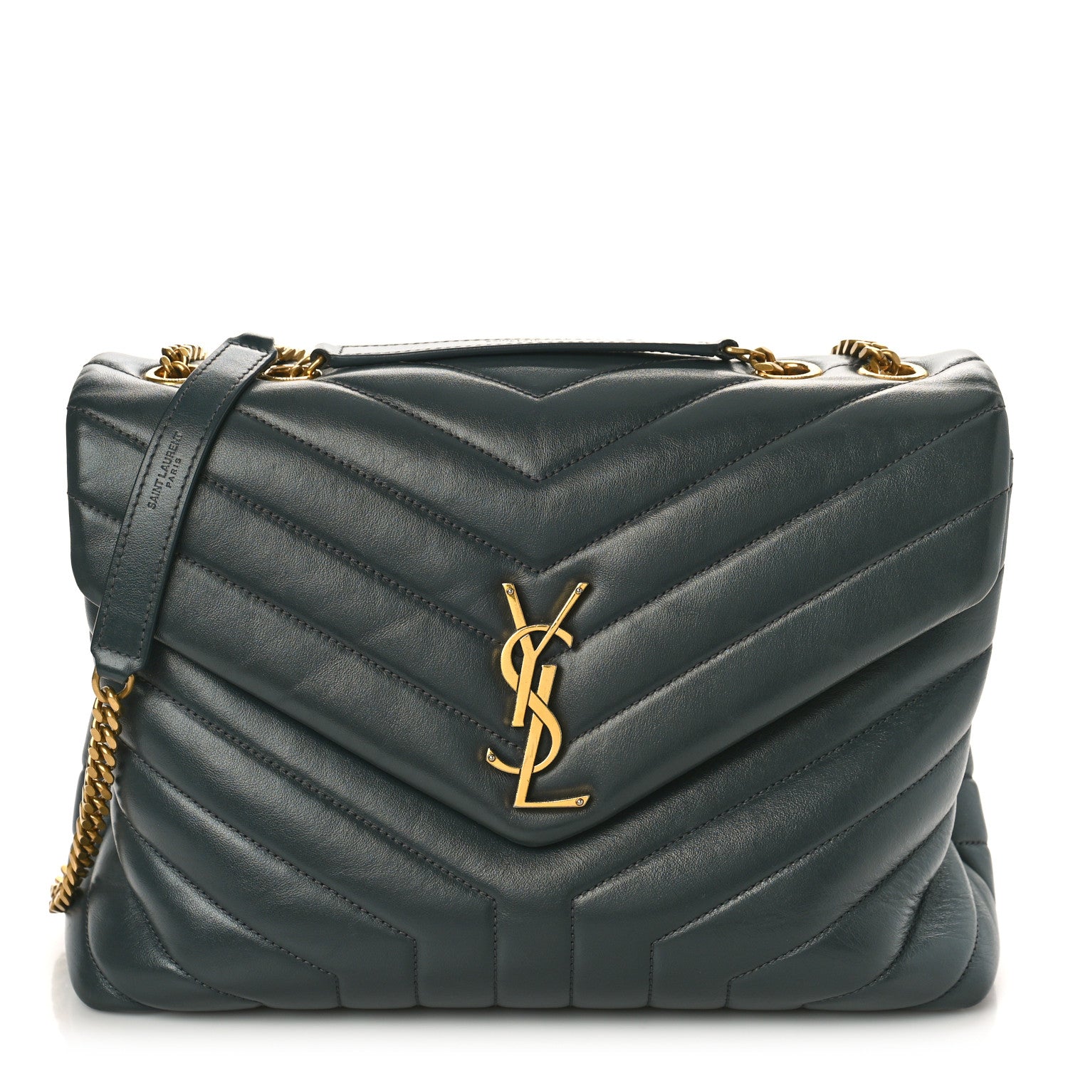 Saint Laurent Calfskin Y Quilted Monogram Medium Loulou Chain Satchel Dark Smog 1 of 9