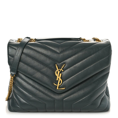 Saint Laurent Calfskin Y Quilted Monogram Medium Loulou Chain Satchel Dark Smog 1 of 9