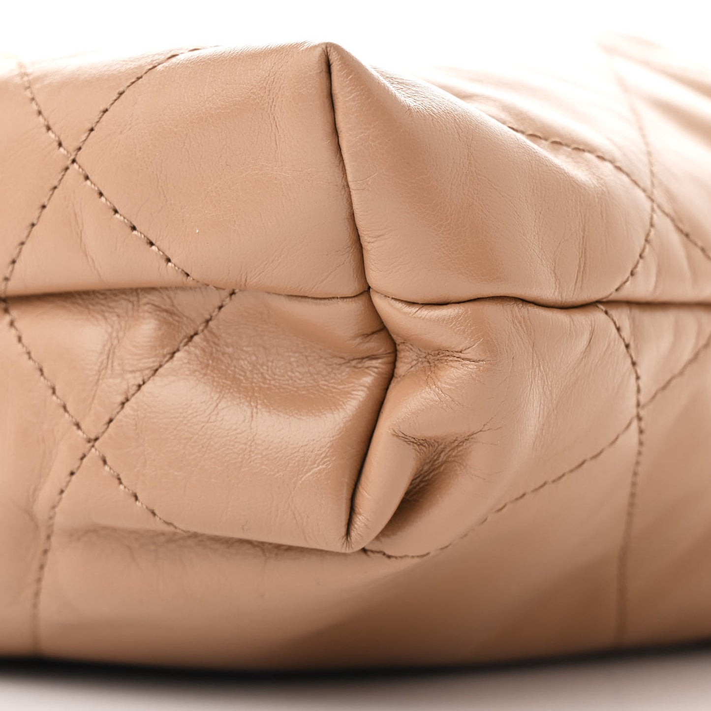Shiny Calfskin Quilted Mini Chanel 22 Dark Beige
