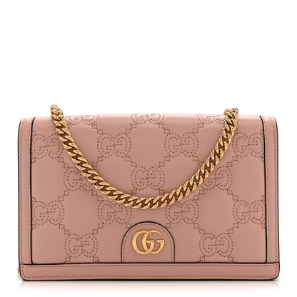 Gucci Calfskin GG Matelasse Chain Wallet Rhodamine Light Pink 1 of 11