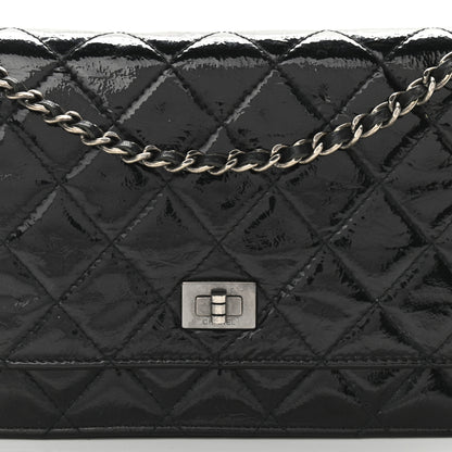 Chanel Distressed Patent Calfskin Quilted Reissue Wallet On Chain WOC Black 9 of 14