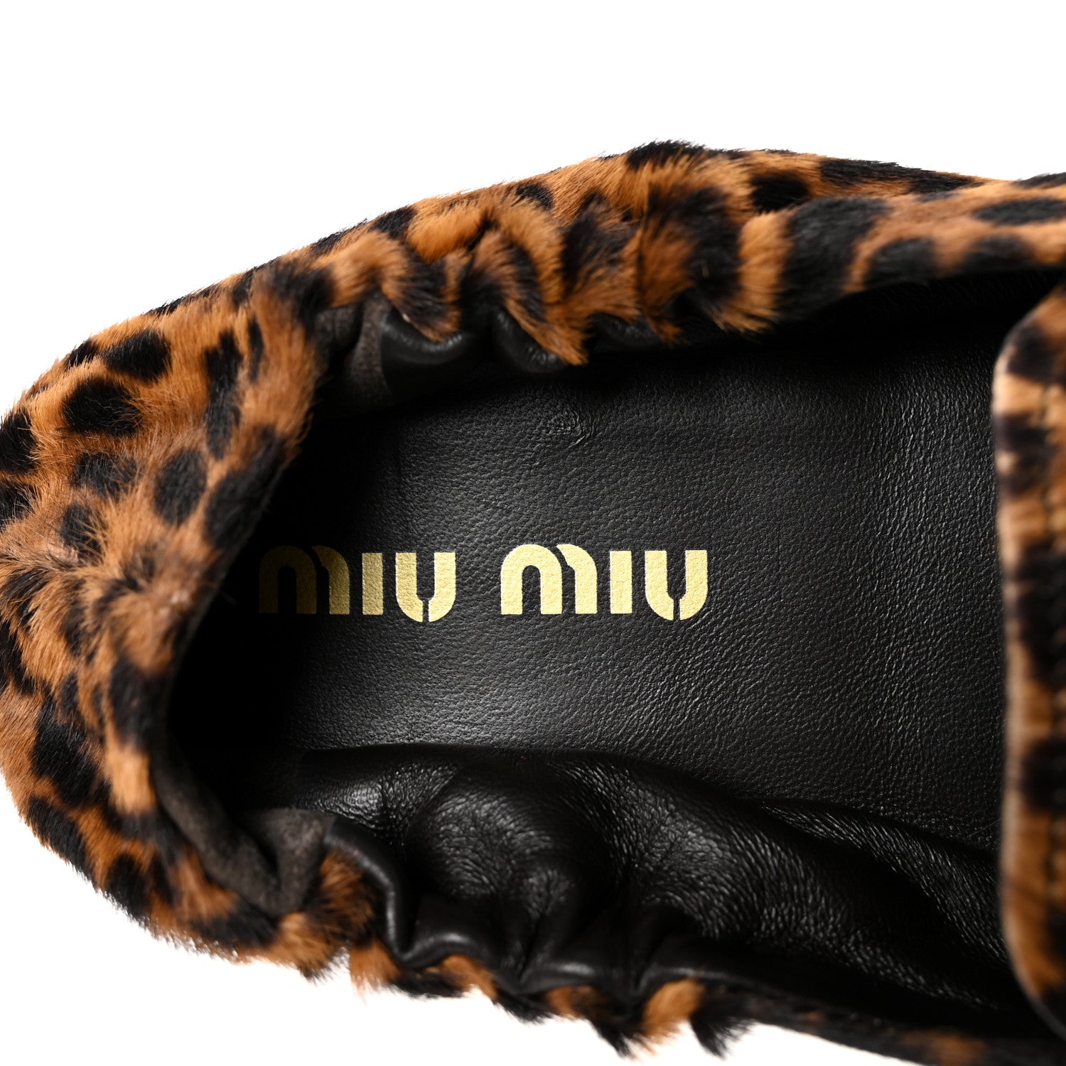 Miu Miu Ruches Animal Print Calf Hair Loafers 38 Honey 8 of 9