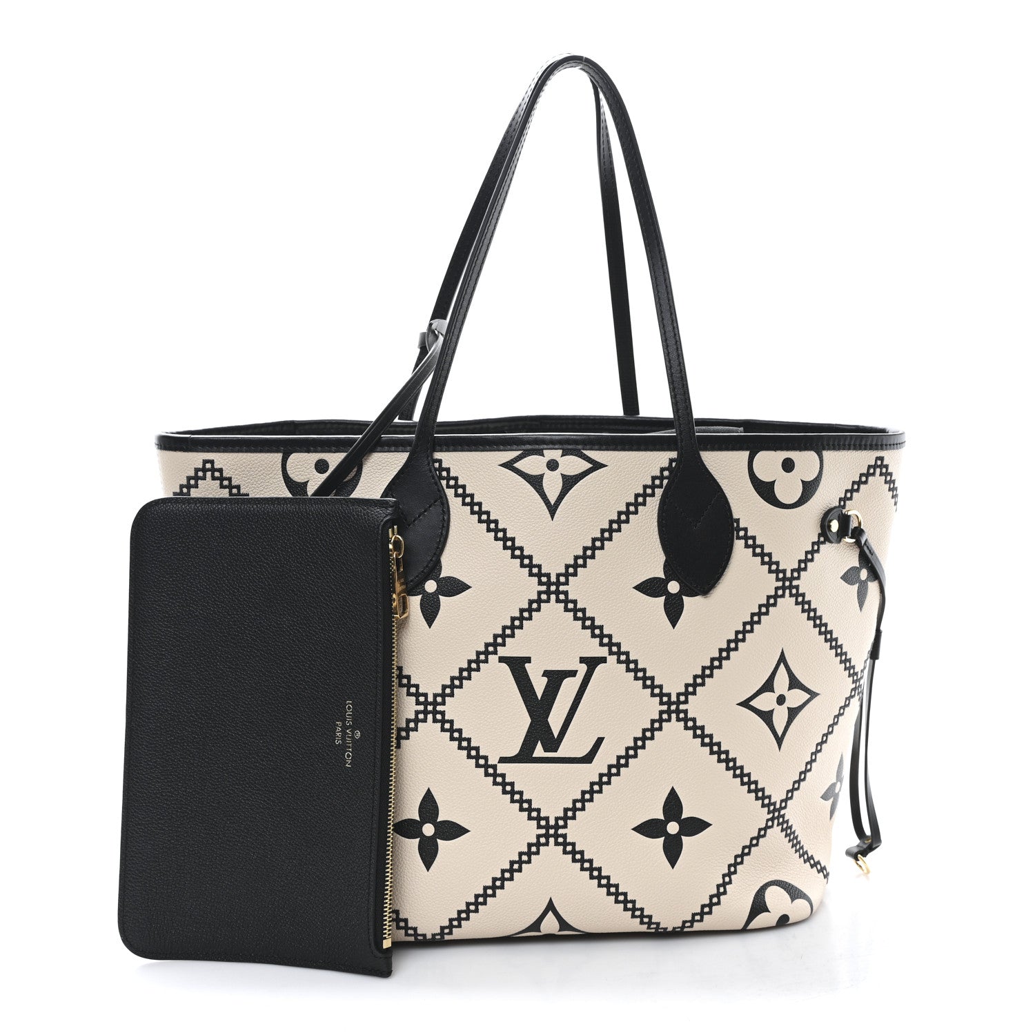 Louis Vuitton Empreinte Monogram Giant Broderies Neverfull MM Cream Black 3 of 10