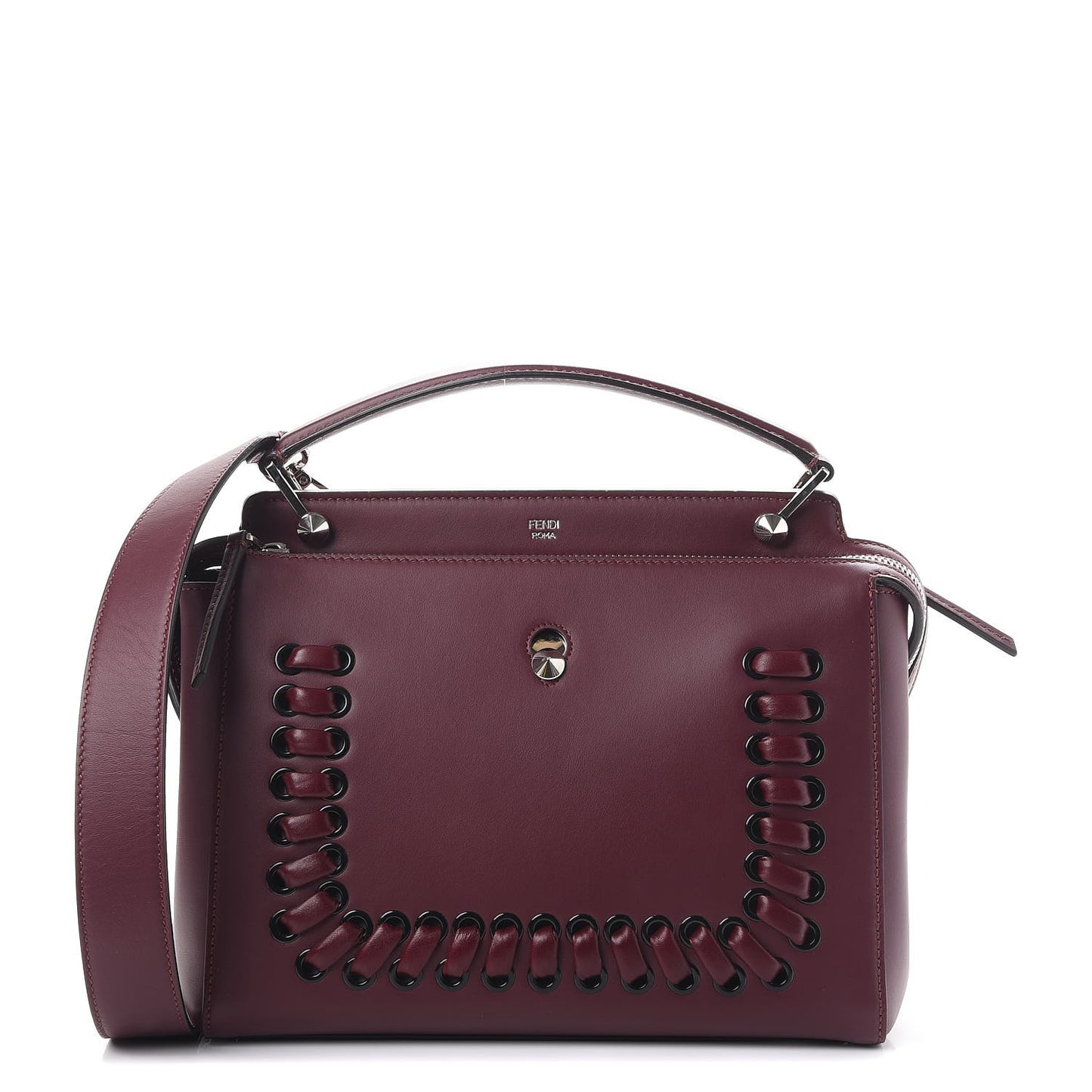 Vitello Baltico Dolce Shiny Nappa Lace Up DotCom Satchel Bordeaux