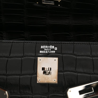 Hermes Matte Taurillon Clemence Box Kelly Retourne 35 Black 8 of 16
