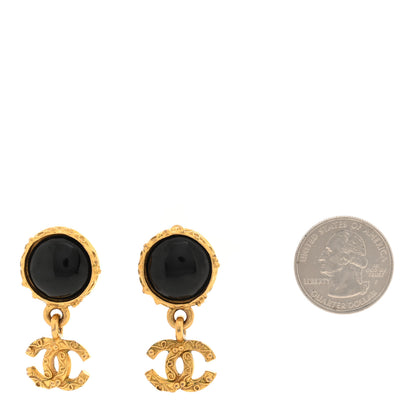 Chanel Resin CC Drop Clip On Earrings Gold Black 2 of 4