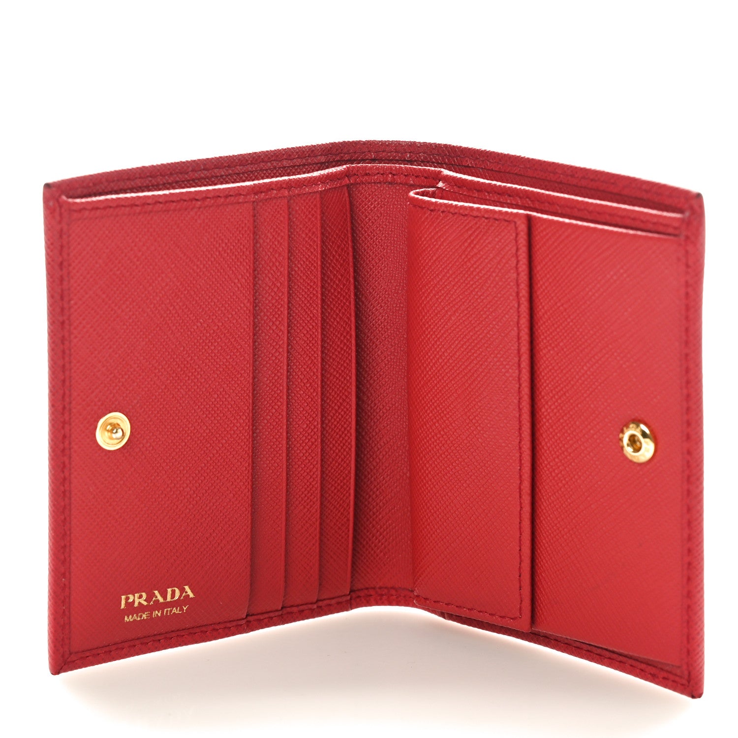 Prada Saffiano Metal Compact Snap Bi-Fold Wallet Fuoco 5 of 7