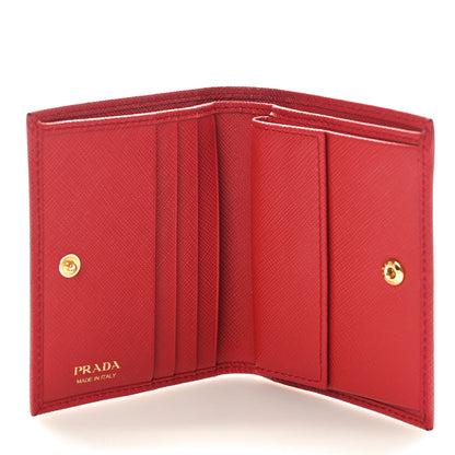 Prada Saffiano Metal Compact Snap Bi-Fold Wallet Fuoco 5 of 7