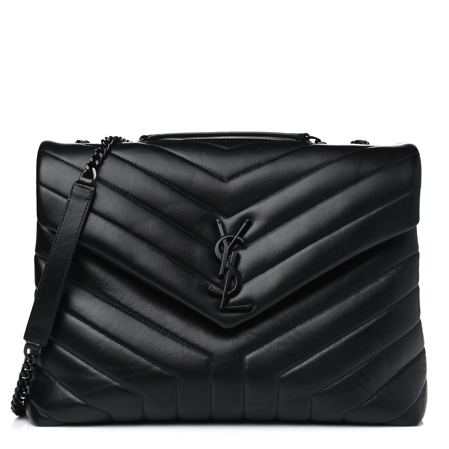 Saint Laurent Calfskin Y Quilted Monogram Medium Loulou Chain Satchel Black 1 of 7