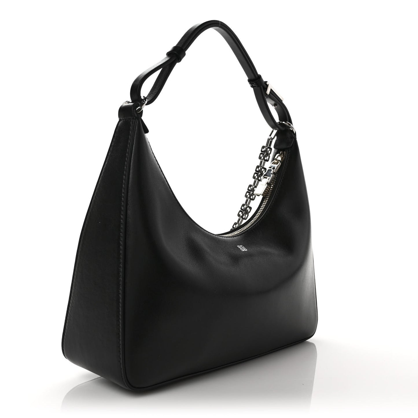 Smooth Calfskin Small Moon Cut Out Shoulder Bag Black