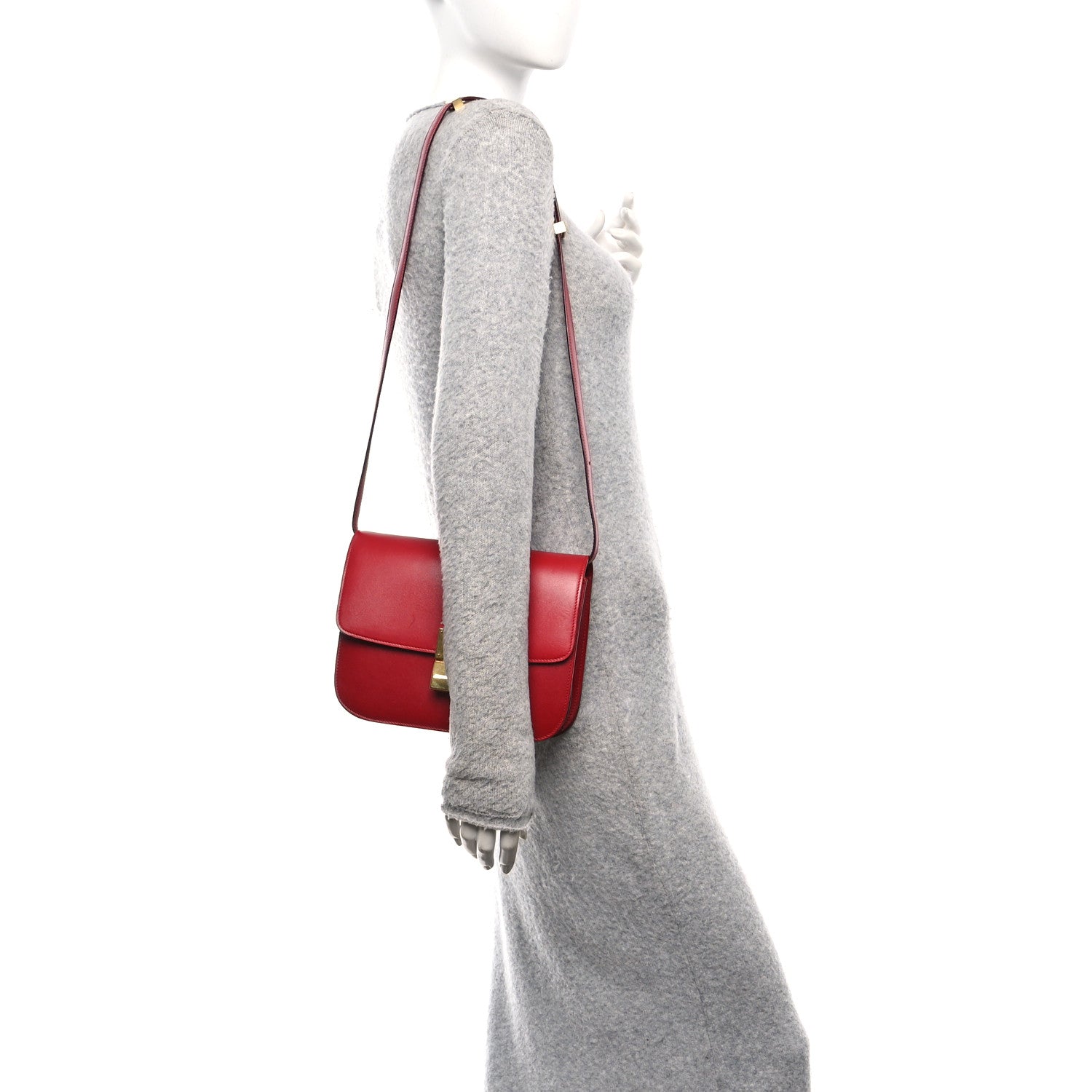 Celine Box Calfskin Medium Classic Box Flap Bag Red 2 of 11