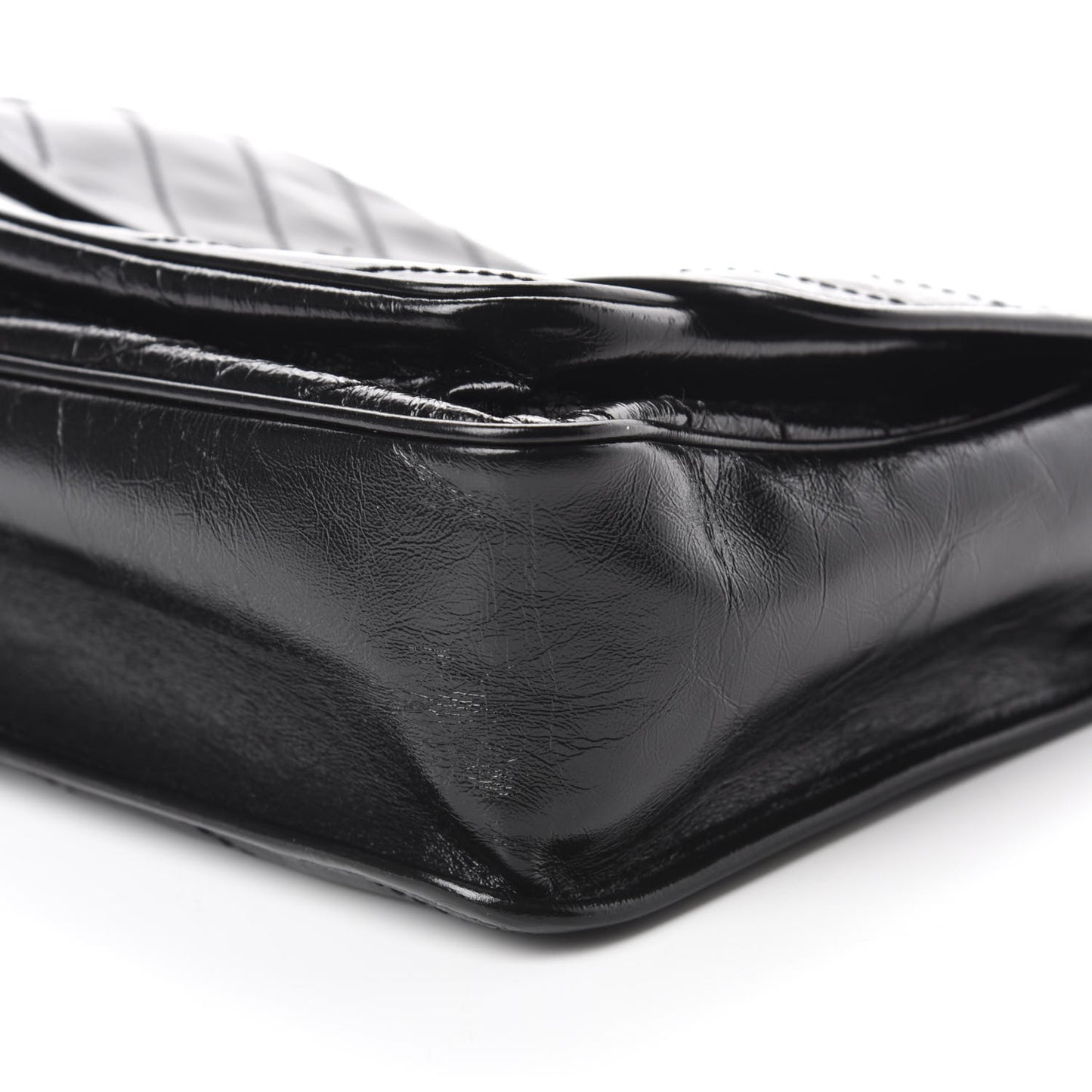 Crinkled Calfskin Matelasse Monogram Medium Niki Chain Satchel Black