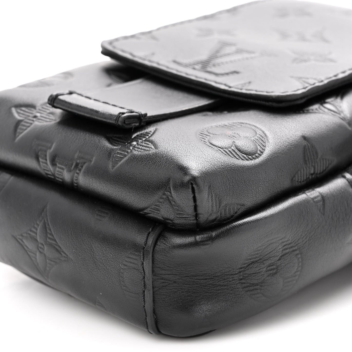 Calfskin Monogram Shadow Double Phone Pouch NM Black