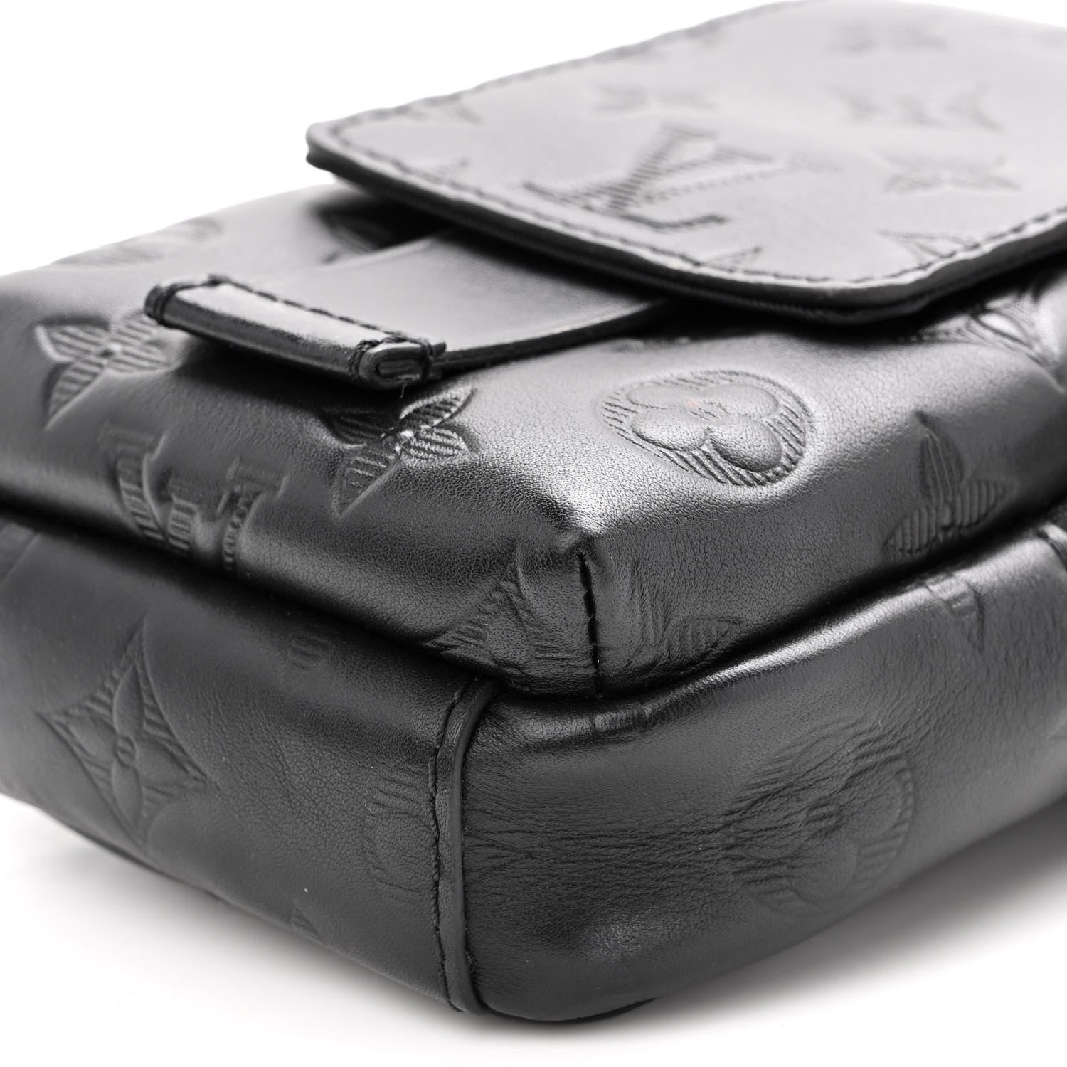 Louis Vuitton Calfskin Monogram Shadow Double Phone Pouch NM Black 8 of 8