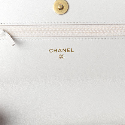 Chanel Goatskin Quilted 19 Wallet On Chain WOC White 5 of 10
