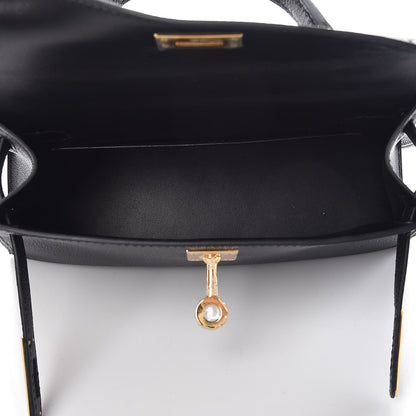 Hermes Chevre Chandra Mini Kelly Sellier 20 Black 5 of 9