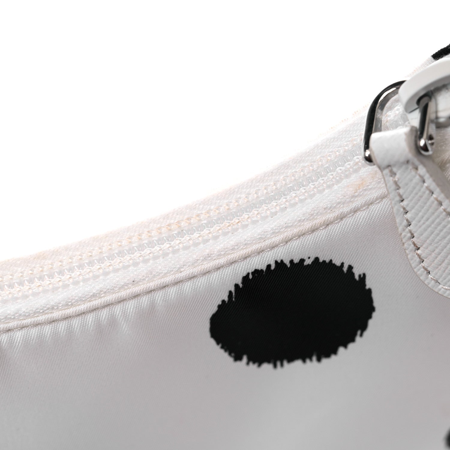 Prada Tessuto Nylon Polka-Dot Mini Re-Edition 2000 Bag White Black 9 of 11