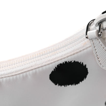 Prada Tessuto Nylon Polka-Dot Mini Re-Edition 2000 Bag White Black 9 of 11