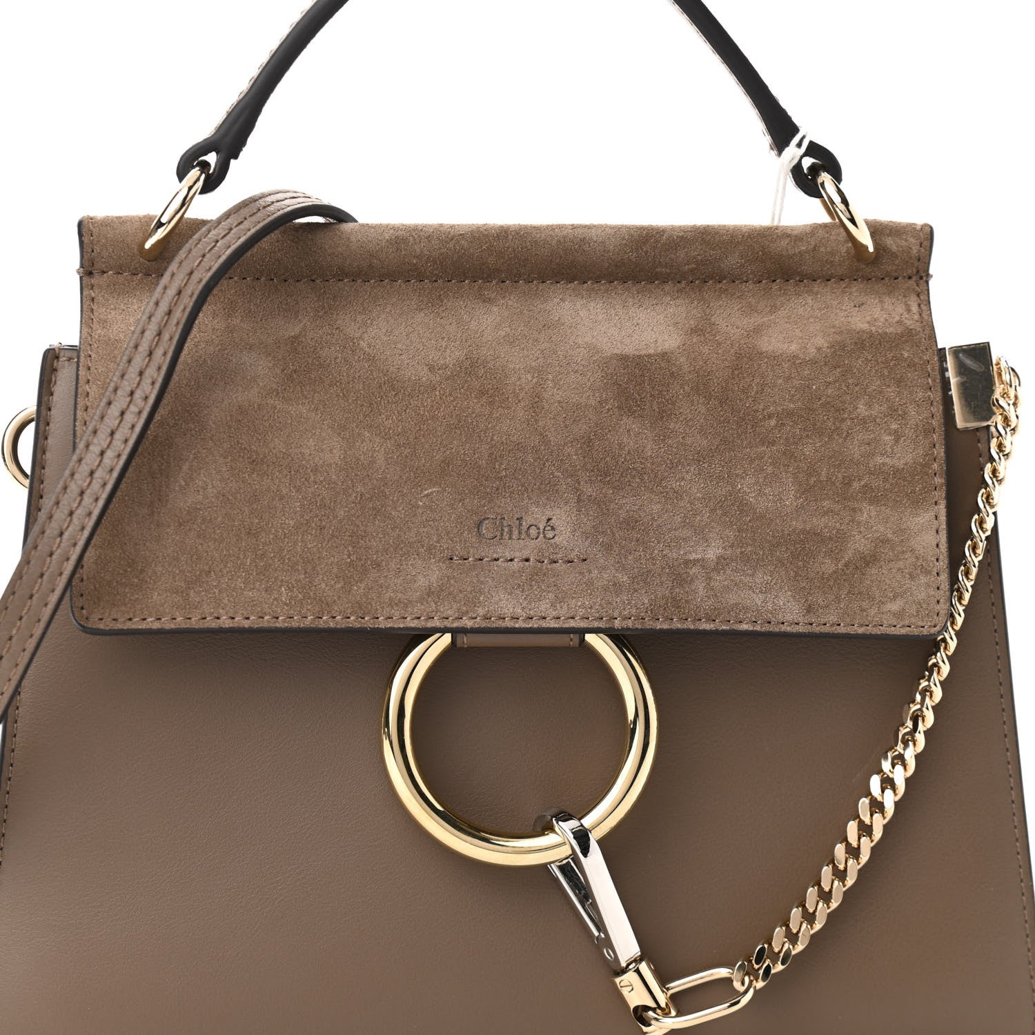 Chloe Suede Calfskin Small Faye Top Handle Bag Army Green 7 of 9
