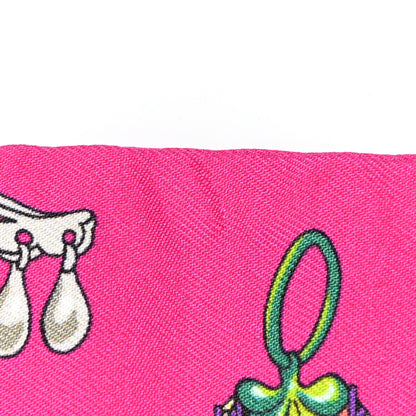 Hermes Silk Mors Et Gourmettes Remix Twilly Fuchsia Bleu Corail 6 of 6