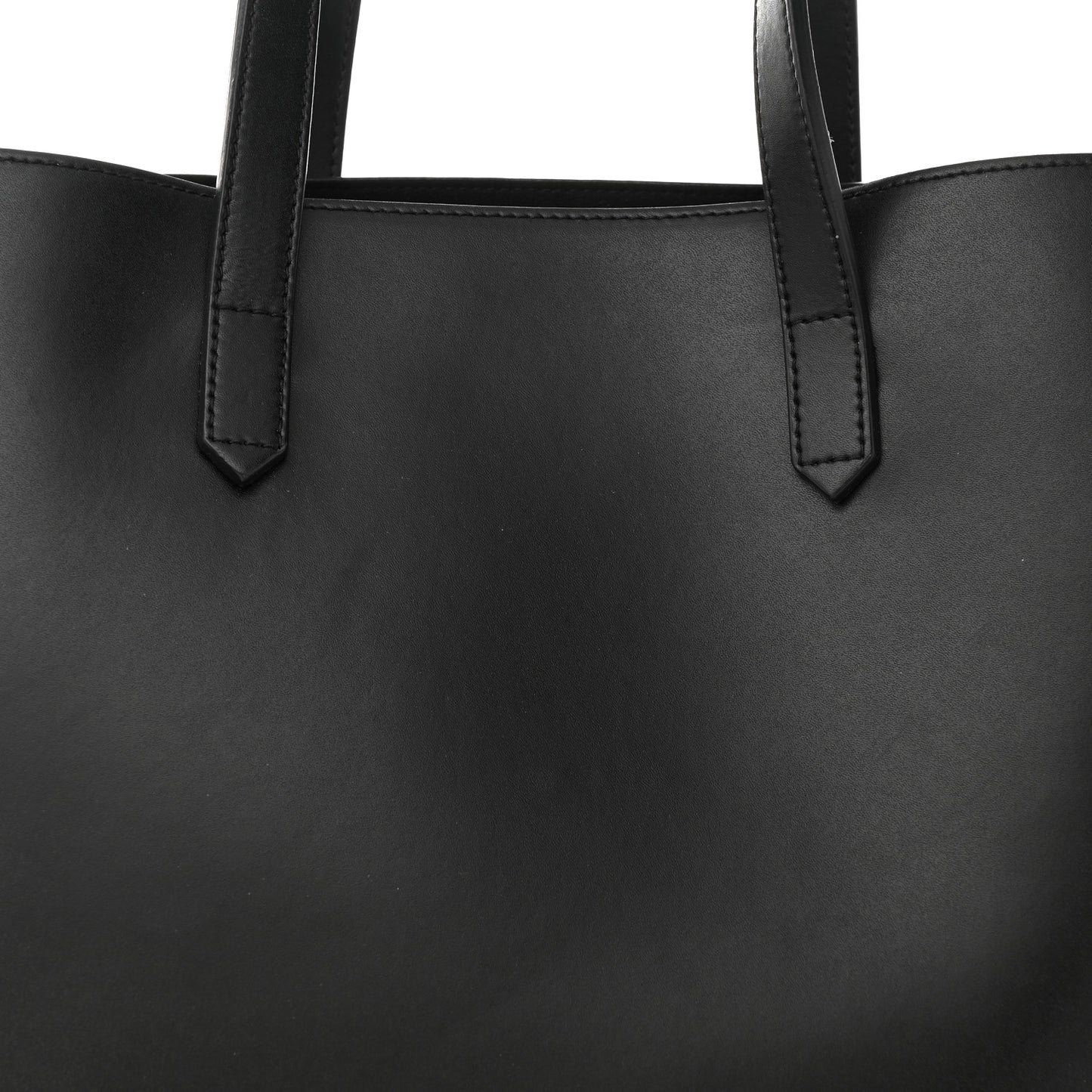 Calfskin Logo Debossed Medium Shopper Tote Black