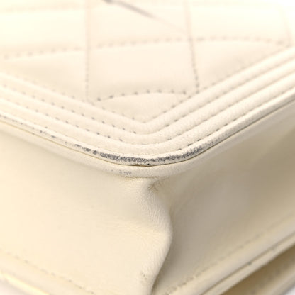 Chanel Caviar Quilted Boy Wallet On Chain WOC White 12 of 15