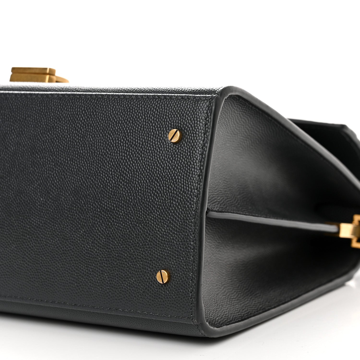 Saint Laurent Grain de Poudre Medium Classic Monogram Cassandra Top Handle Dark Smog 10 of 11
