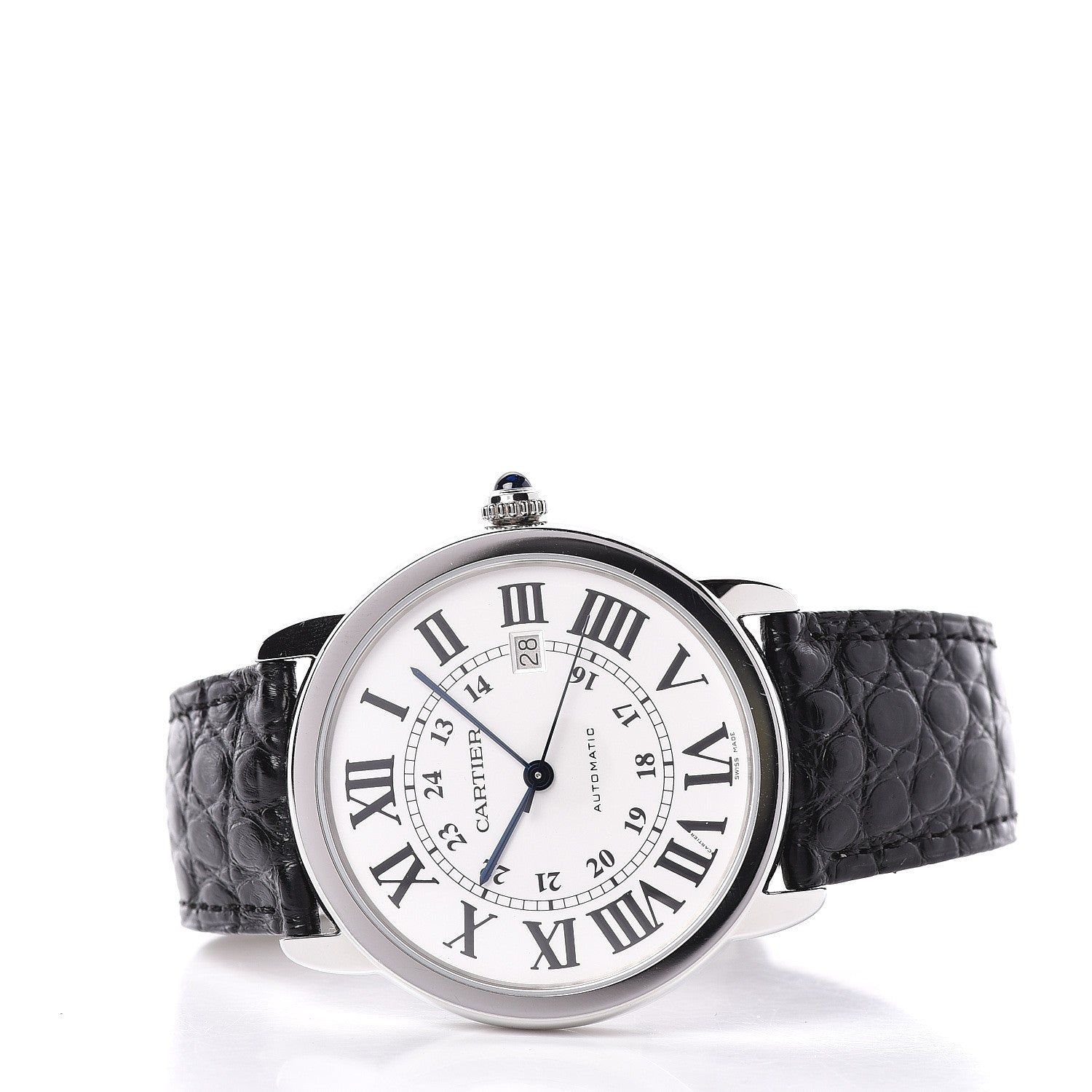 Cartier Stainless Steel Alligator 42mm Ronde Solo Automatic Watch 3 of 9