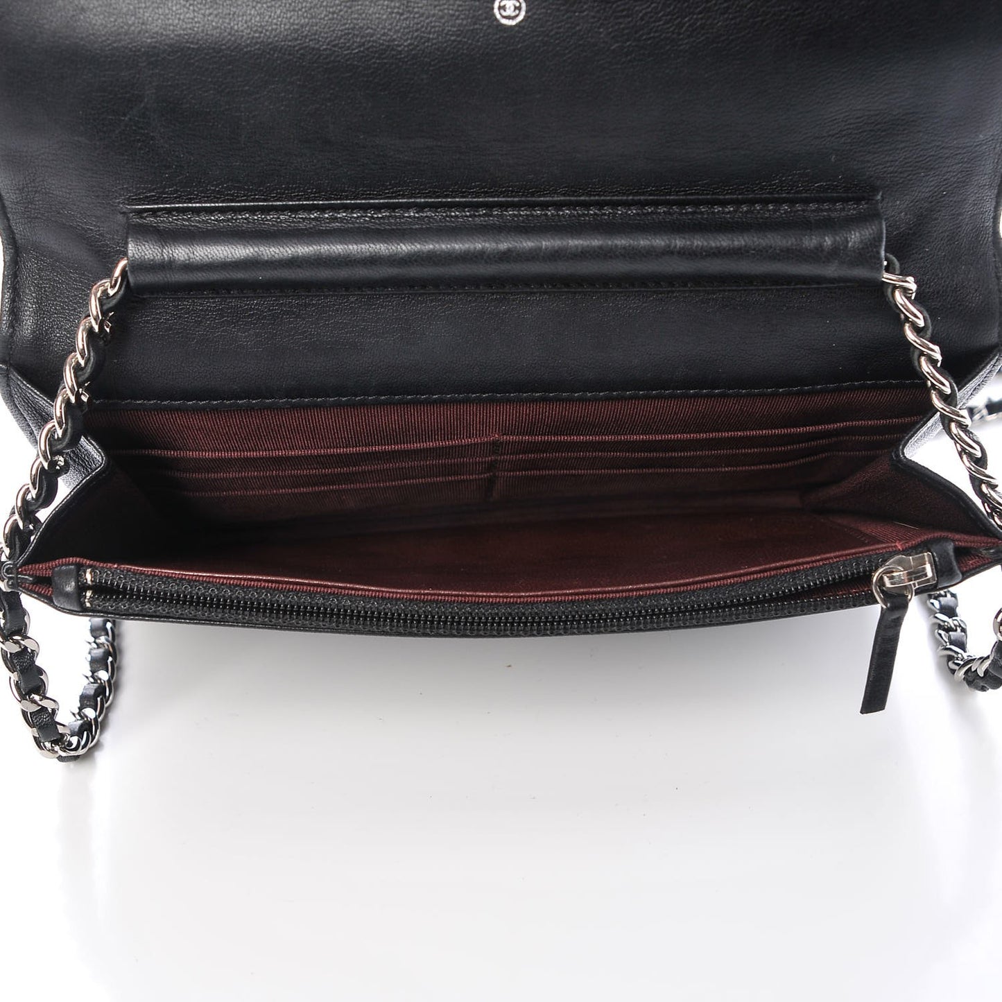 Lambskin Quilted Wallet On Chain WOC Black