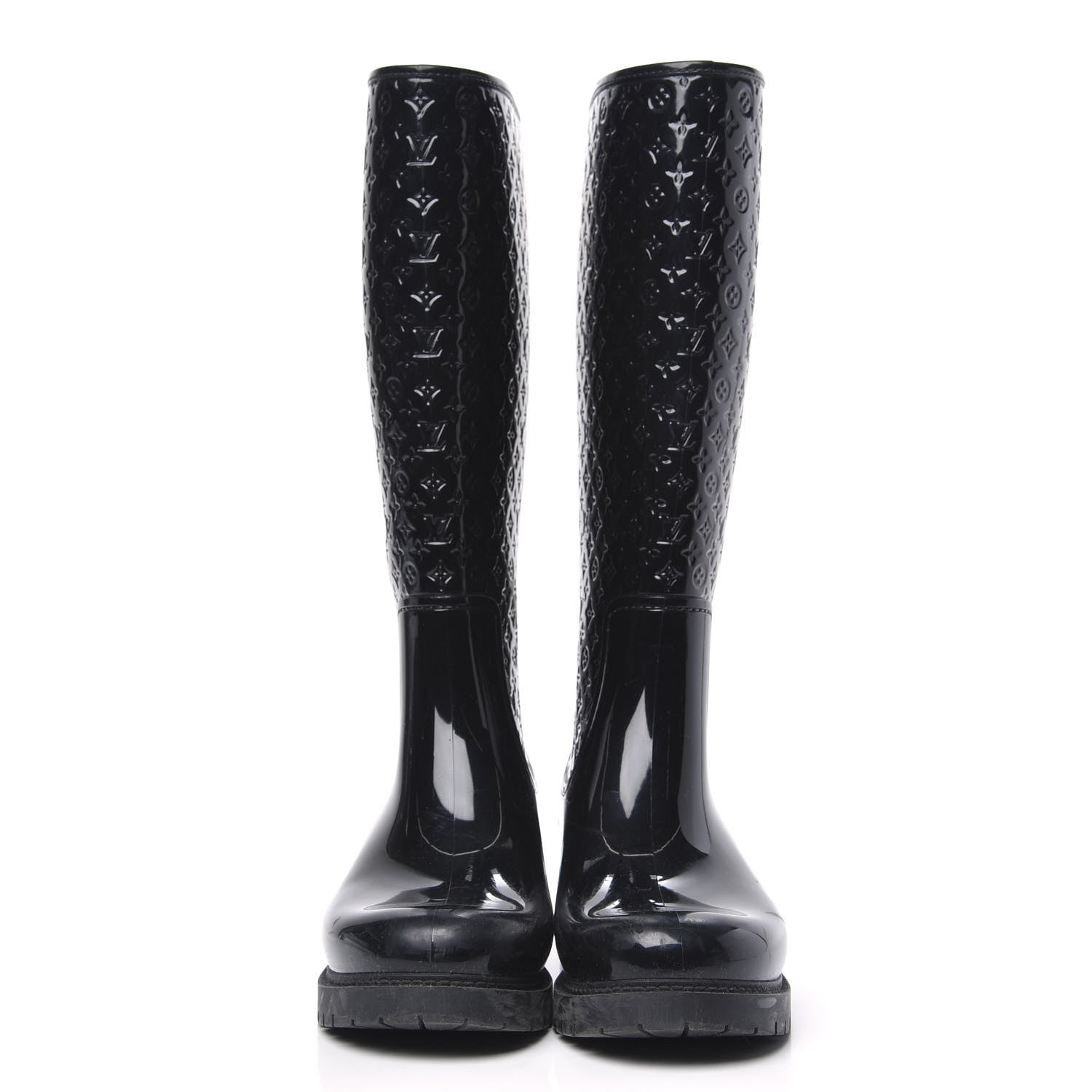 Louis Vuitton Rubber Embossed Monogram Splash Rain Boots 40 Black 2 of 8