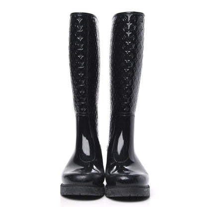 Louis Vuitton Rubber Embossed Monogram Splash Rain Boots 40 Black 2 of 8