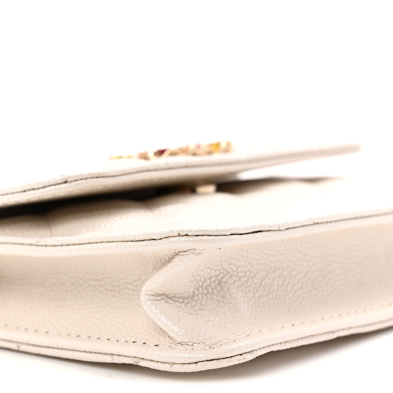 Chanel Caviar Quilted Crystal CC Clutch With Chain White 10 of 11