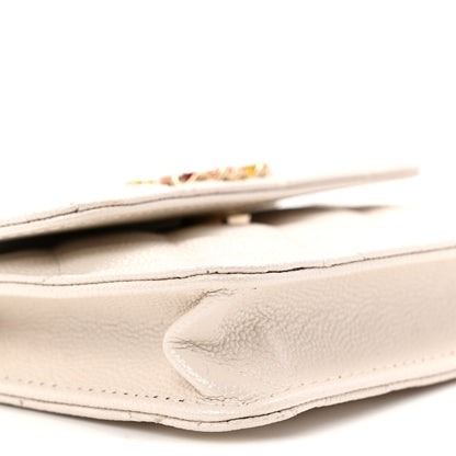Chanel Caviar Quilted Crystal CC Clutch With Chain White 10 of 11