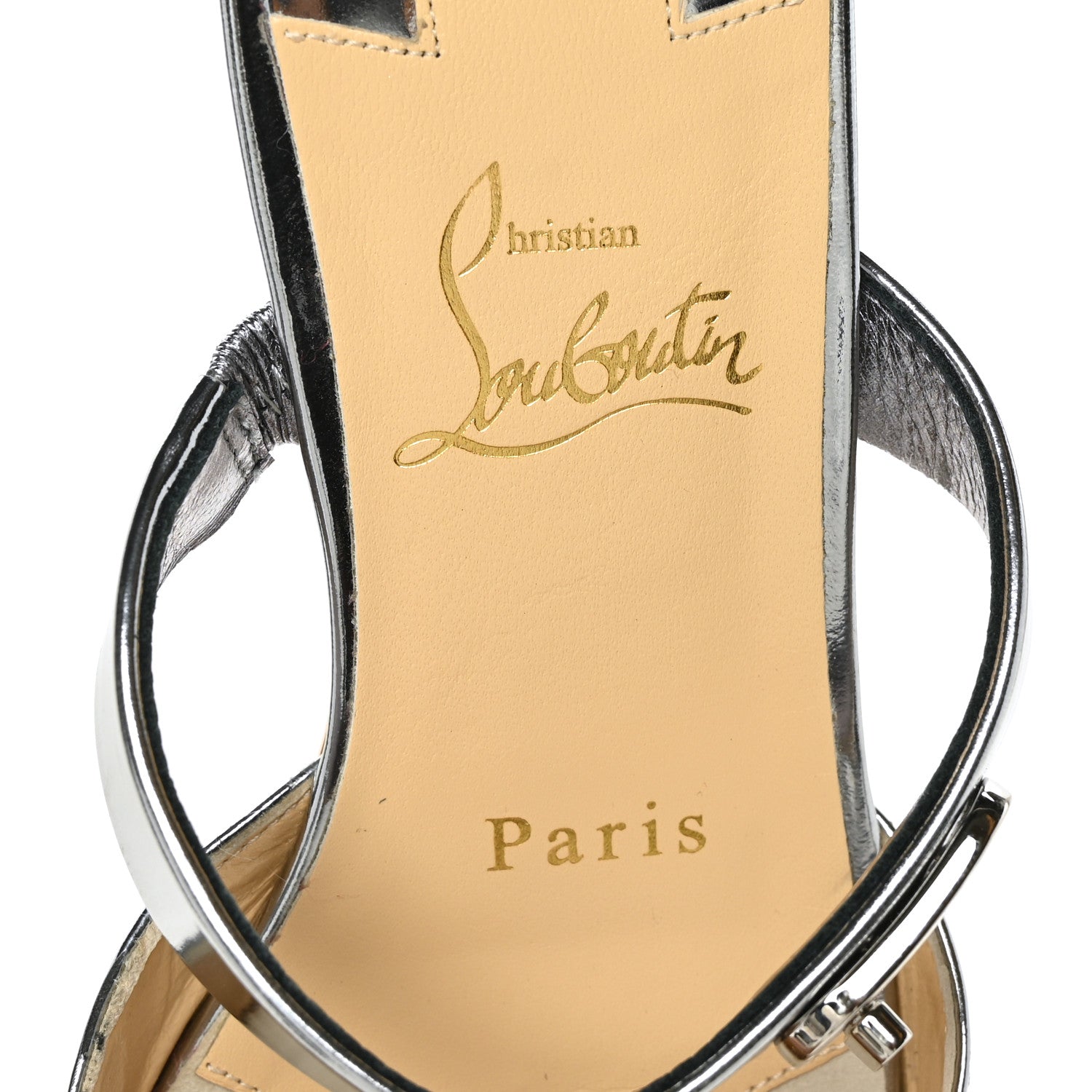 Christian Louboutin Patent Calfskin Choc Flat Mules 35.5 Silver 6 of 7