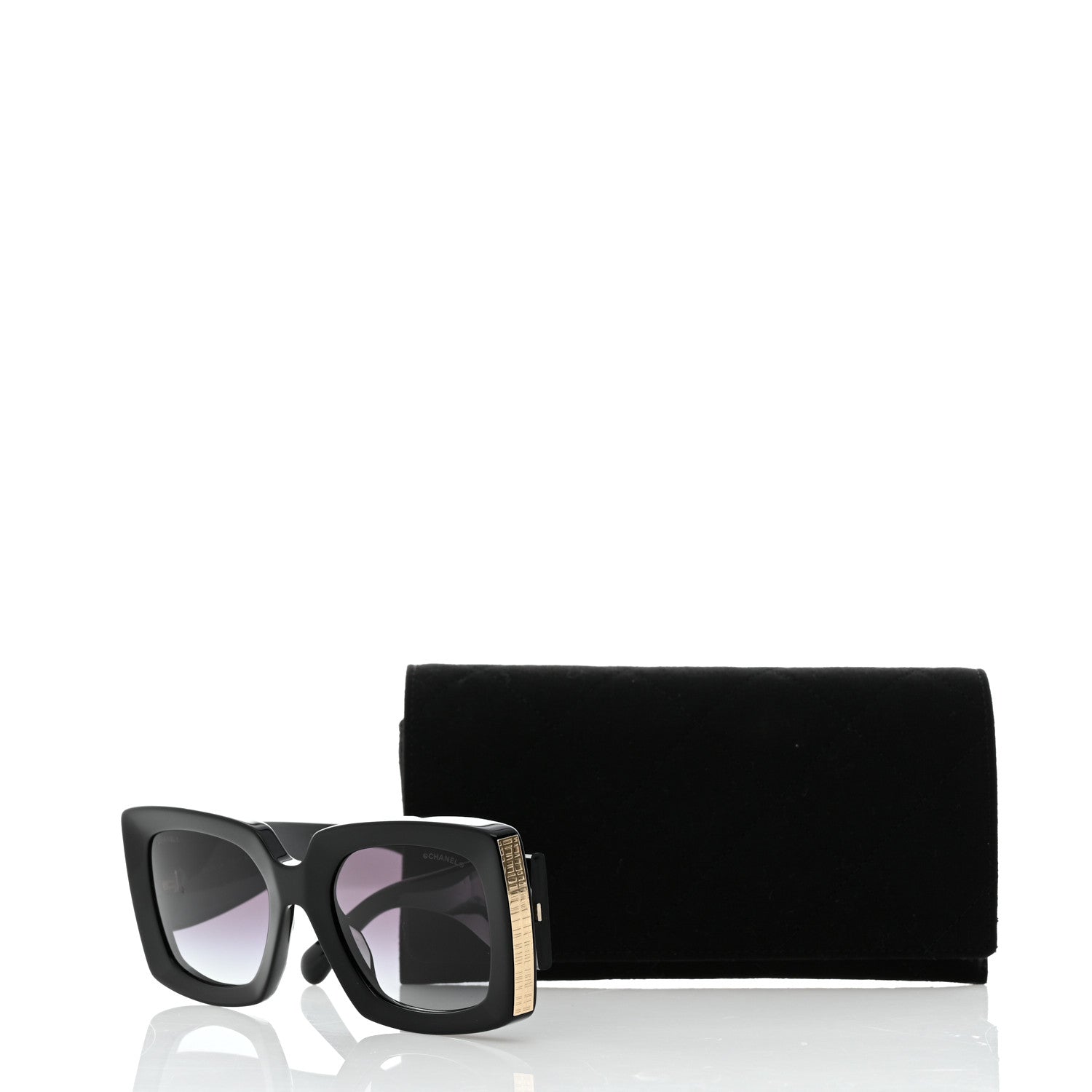 Chanel Acetate Rectangle Sunglasses 5435 Black 8 of 8