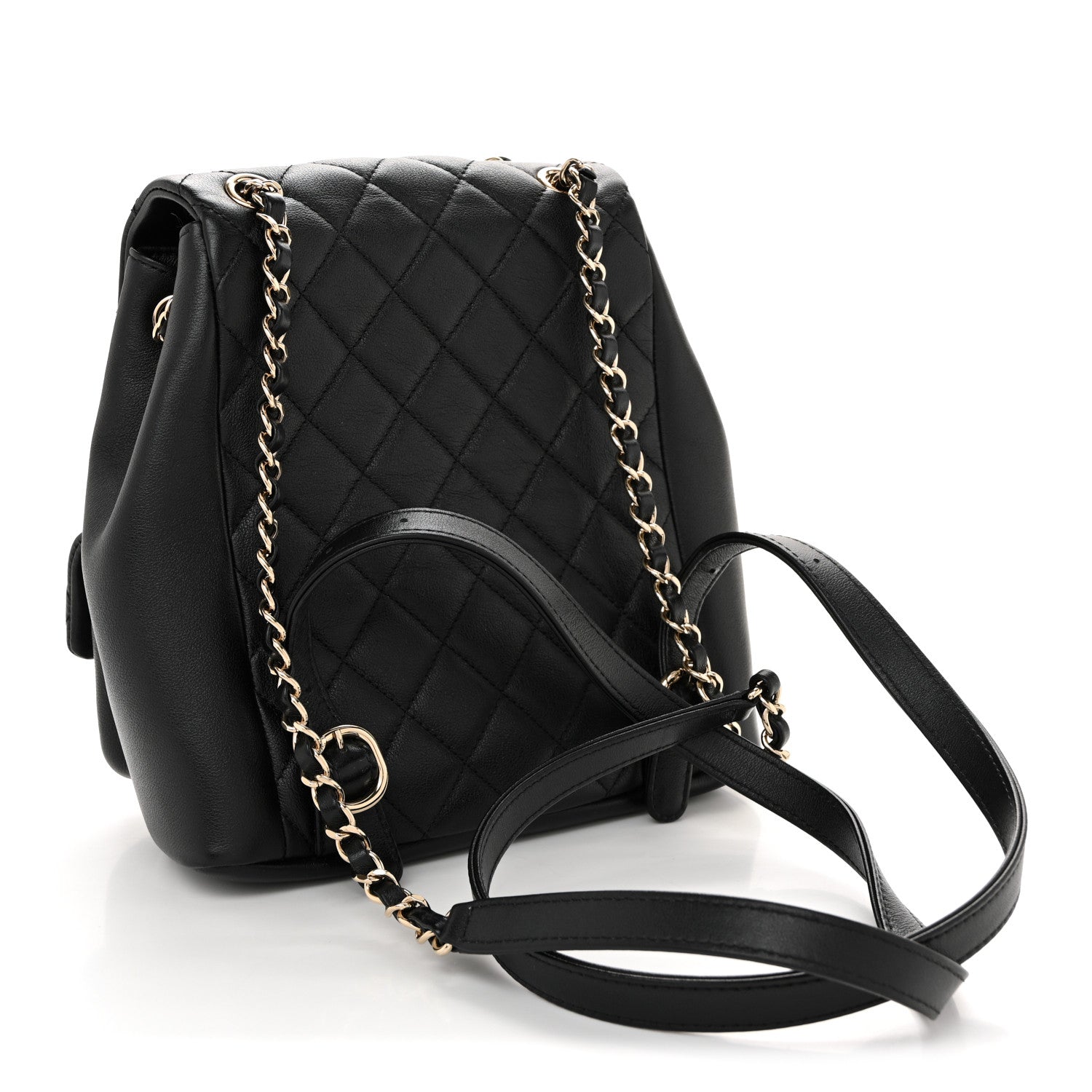 Chanel Calfskin Quilted Medium Duma Pockets Drawstring Backpack Black 3 of 11