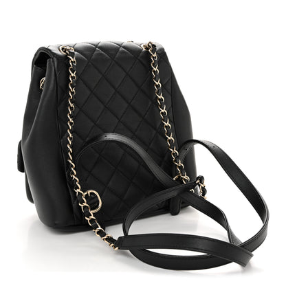 Chanel Calfskin Quilted Medium Duma Pockets Drawstring Backpack Black 3 of 11