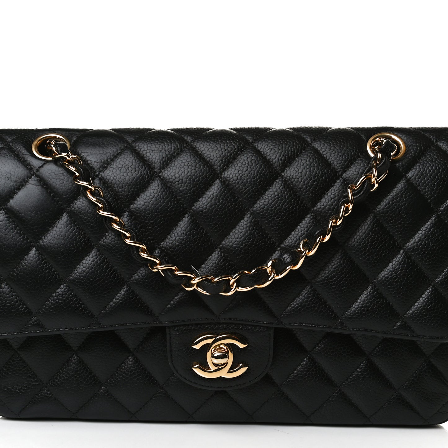 Caviar Quilted Medium Double Flap Black
