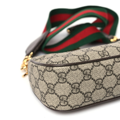 Gucci GG Supreme Monogram Textured Dollar Calfskin Web Small Ophidia GG Handbag Beige Ebony New Acero 8 of 10