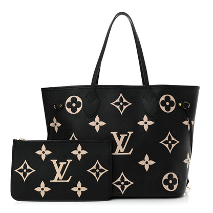 Louis Vuitton Empreinte Monogram Giant Neverfull MM Black Beige 3 of 10