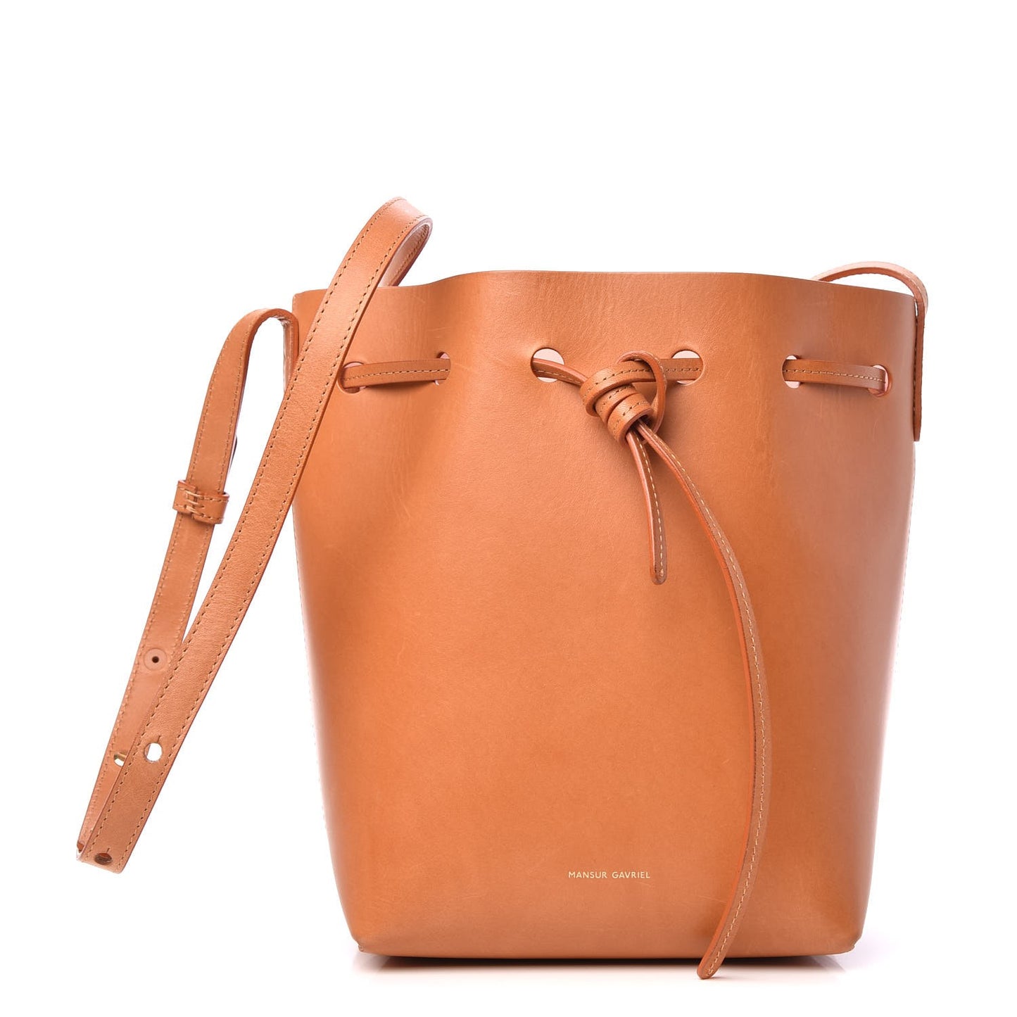 Vegetable Tanned Calfskin Mini Bucket Bag Camello Rosa