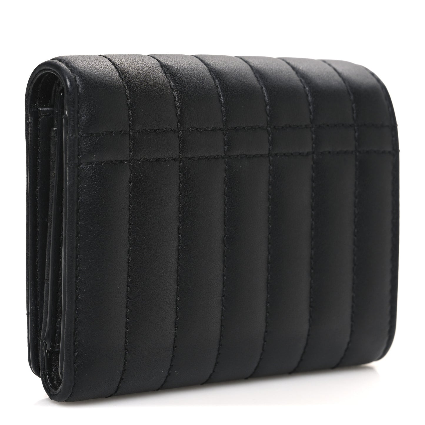 Lambskin Quilted Small Lola Folding Wallet Black