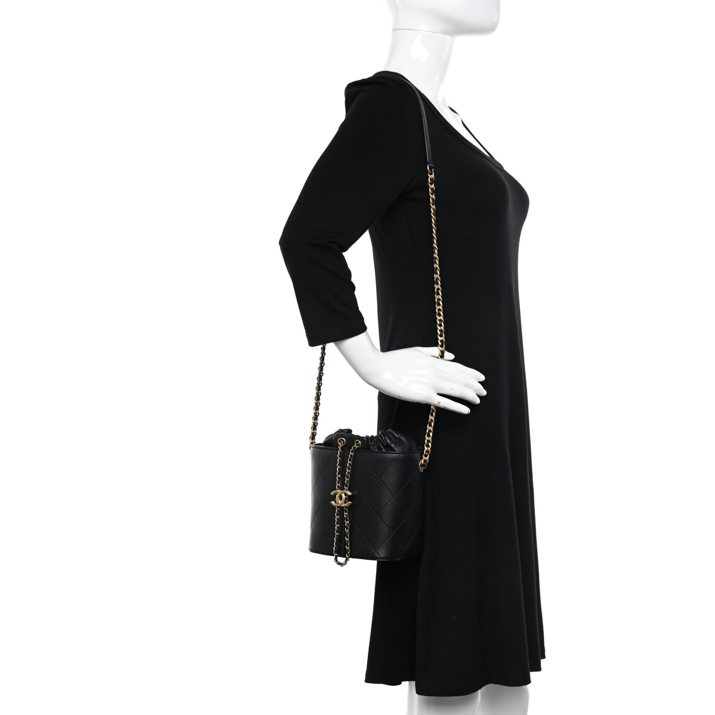 Caviar Bucket Drawstring Bag Black