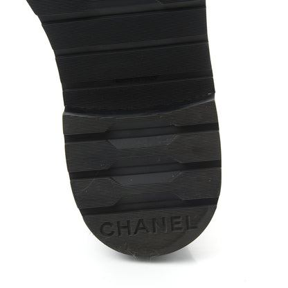 Chanel Shiny Goatskin Calfskin Quilted Lace Up Combat Boots 38 Black 6 of 9