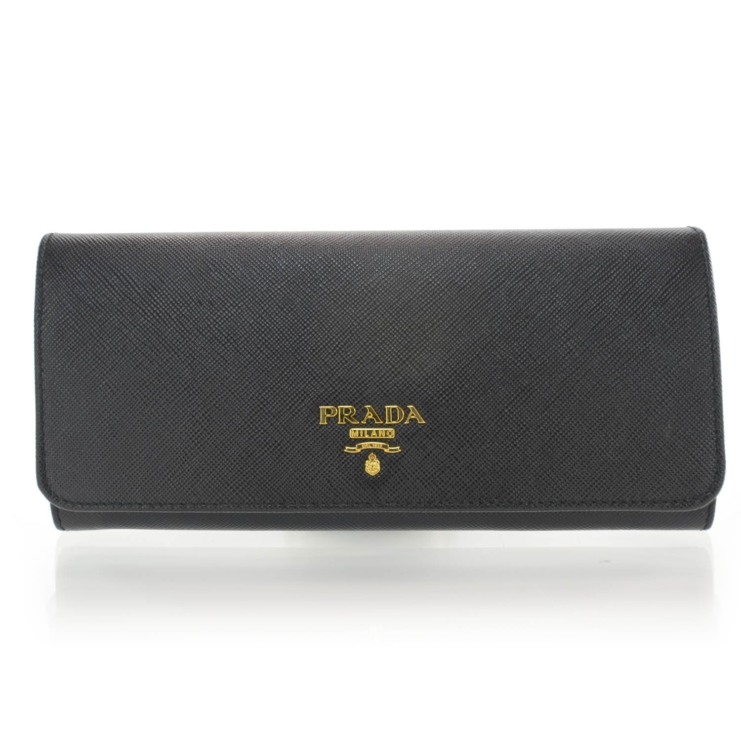Prada Saffiano Continental Flap Wallet Nero Black 1 of 7