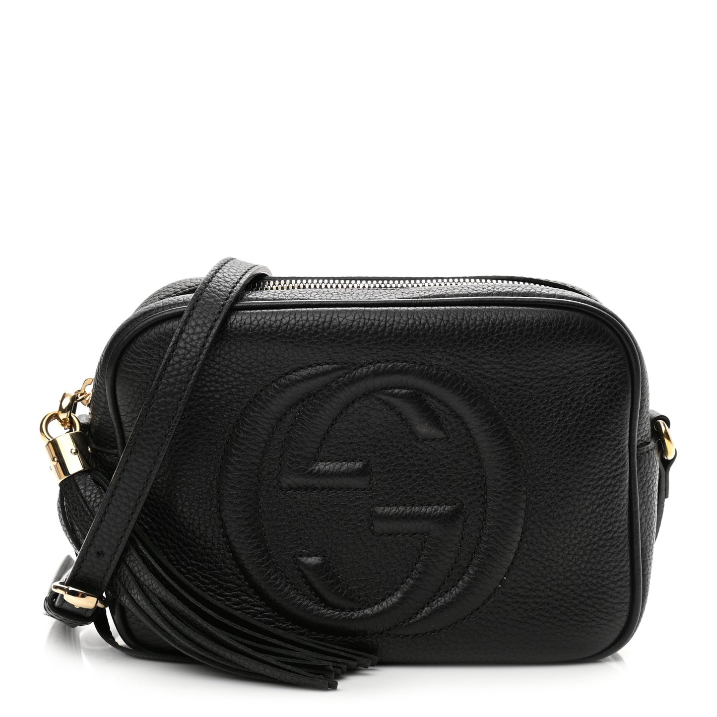 Pebbled Calfskin Small Soho Disco Bag Black