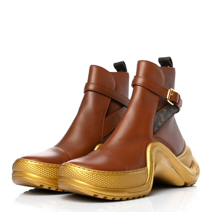 Louis Vuitton Calfskin LV Archlight Ankle Boots 37 Cognac Brown 3 of 8