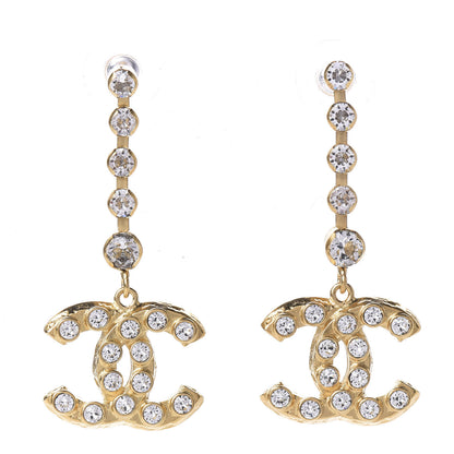 Chanel CC Crystal Drop Earrings Gold 1 of 5