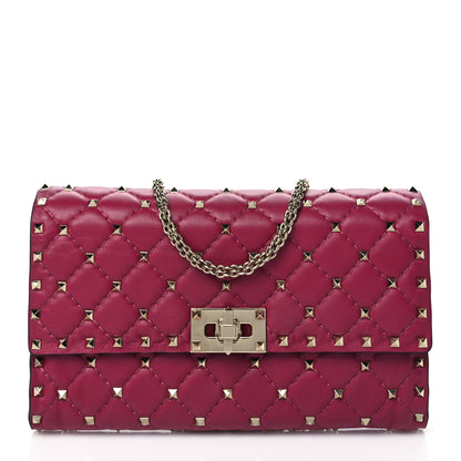 Valentino Garavani Nappa Rockstud Spike Wallet on Chain Disco Pink 1 of 9